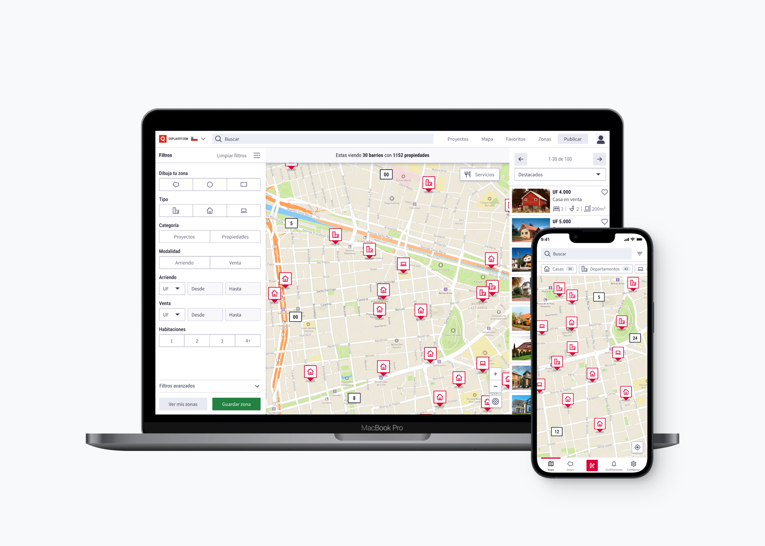 Goplaceit, rediseño UI